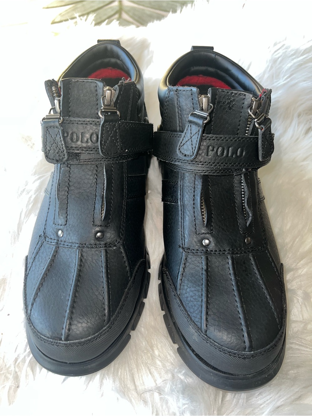 Polo by Ralph Lauren Kids Black Leather Strap Boots